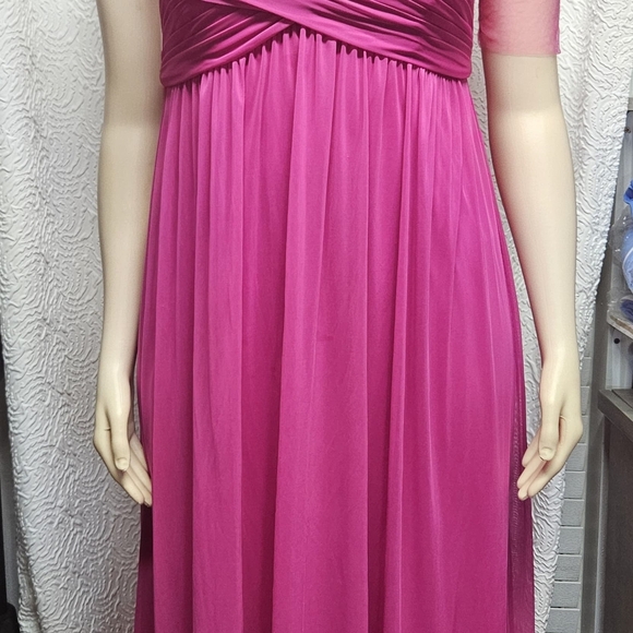 David's Bridal Pink Wrap Pleated Gown - Picture 1 of 7